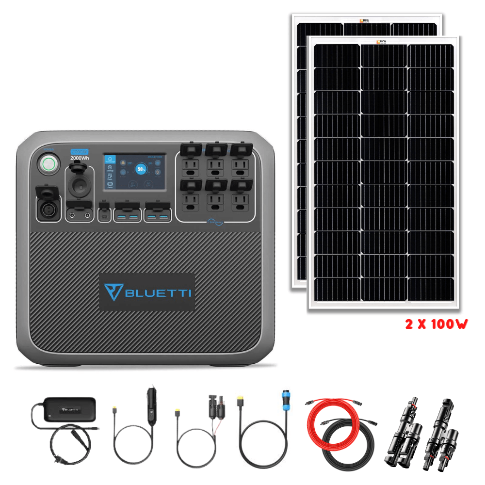 Bluetti AC200P 2,000W 2,000Wh + Solar Panels Complete Solar Generator Kit - BP-AC200P+RS-M100[2]+RS-30102-T2 - Avanquil