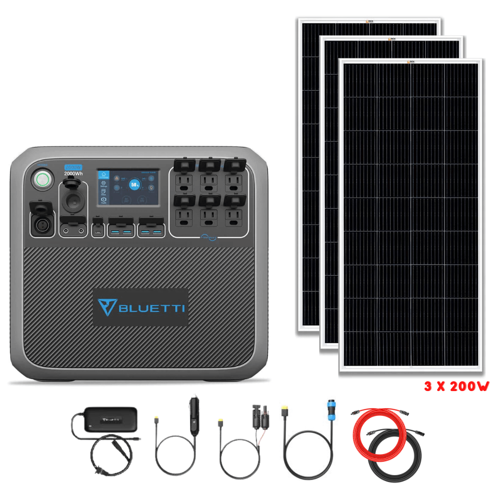 Bluetti AC200P 2,000W 2,000Wh + Solar Panels Complete Solar Generator Kit - BP-AC200P+RS-M200[3]+RS-30102 - Avanquil
