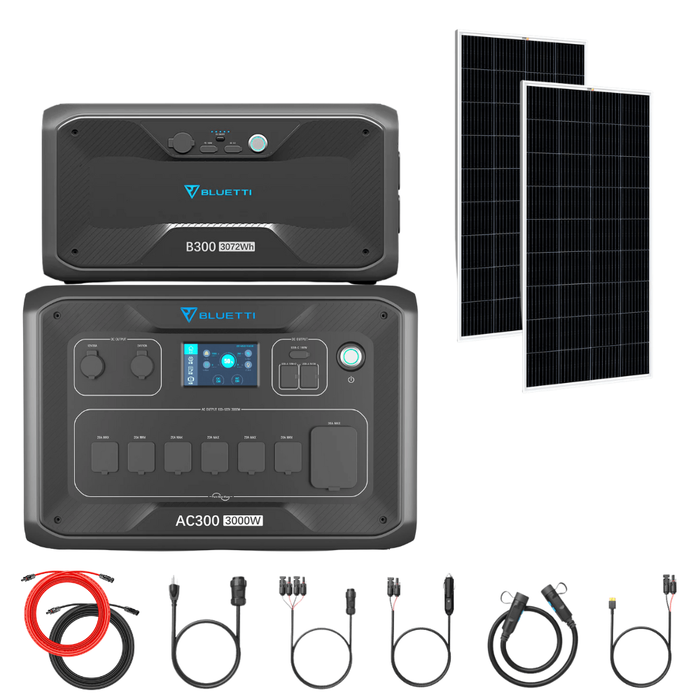 Bluetti AC300 Inverter Module + B300 Batteries + Solar Panels Complete Solar Generator Kit - BP-AC300+B300[1]+RS-M200[2]+RS-50102 - Avanquil