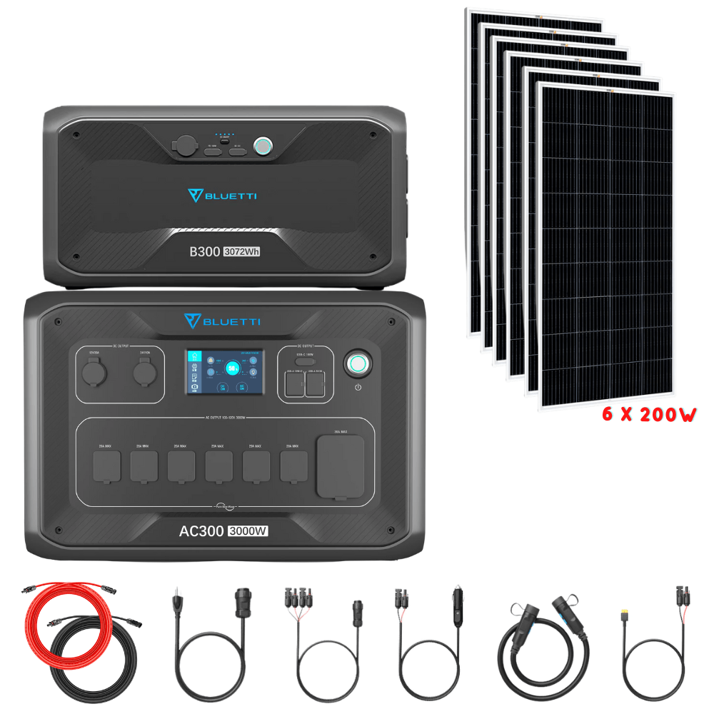 Bluetti AC300 Inverter Module + B300 Batteries + Solar Panels Complete Solar Generator Kit - BP-AC300+B300[1]+RS-M200[6]+RS-50102 - Avanquil