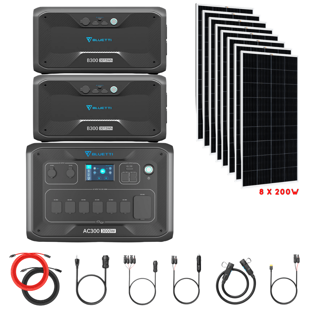 Bluetti AC300 Inverter Module + B300 Batteries + Solar Panels Complete Solar Generator Kit - BP-AC300+B300[2]+RS-M200[8]+RS-50102[2] - Avanquil