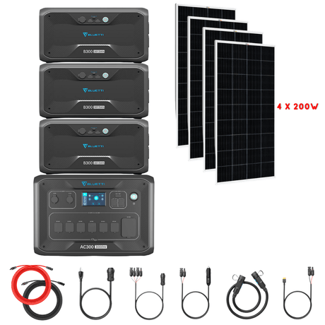 Bluetti AC300 Inverter Module + B300 Batteries + Solar Panels Complete Solar Generator Kit - BP-AC300+B300[3]+RS-M200[4]+RS-50102 - Avanquil