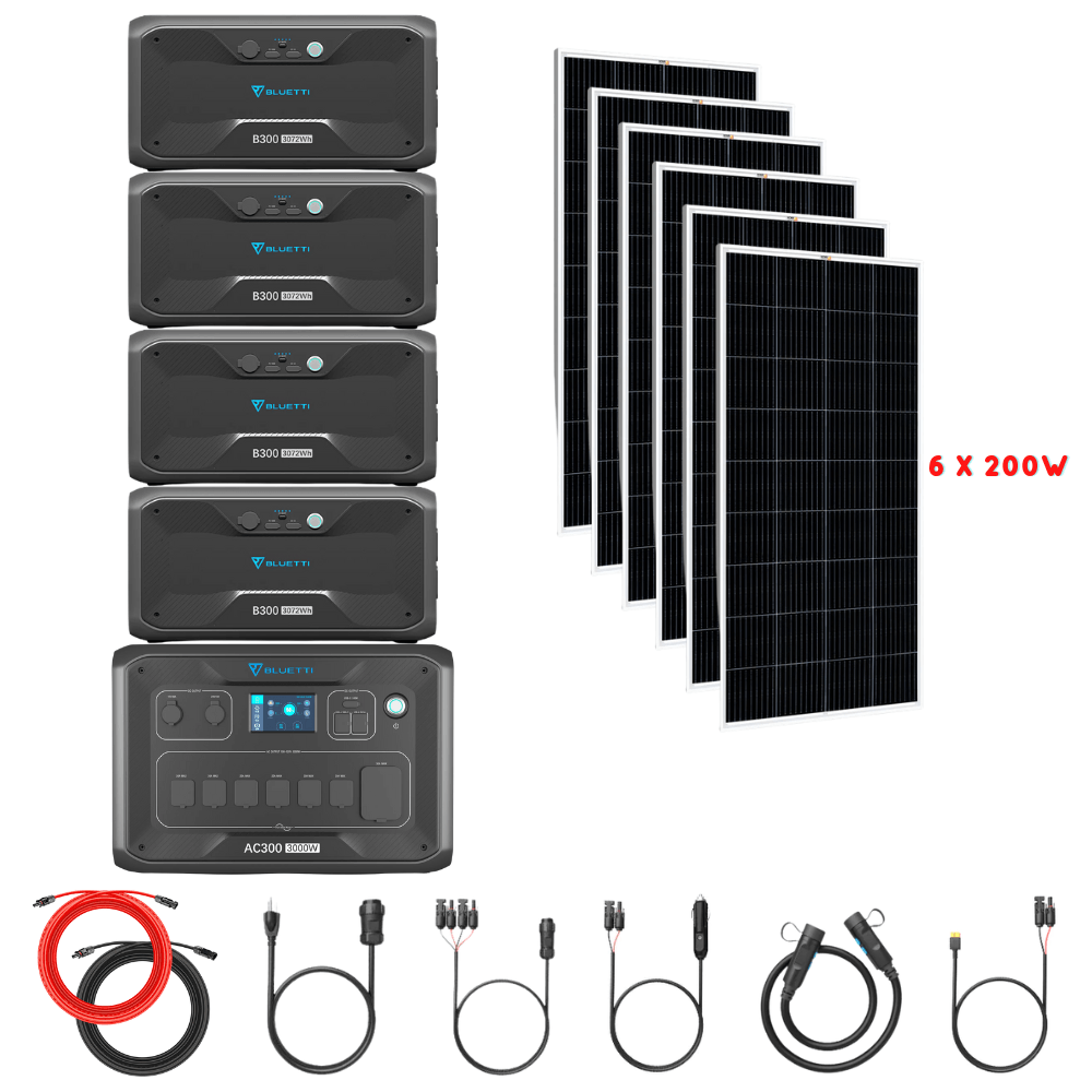 Bluetti AC300 Inverter Module + B300 Batteries + Solar Panels Complete Solar Generator Kit - BP-AC300+B300[4]+RS-M200[6]+RS-50102 - Avanquil