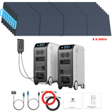 Bluetti [DUAL] EP500 4,000W 10,200Wh 120/240V Output + Solar Panels Complete Solar Generator Kit - BP-EP500[2]+BP-P020A+PV200[8]+RS-50102[2] - Avanquil