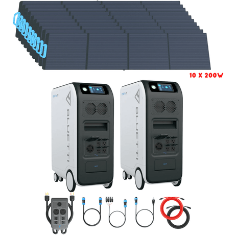 Bluetti [DUAL] EP500 PRO 6,000W 10,200Wh + Solar Panels Complete Solar Generator Kit - BP-EP500PRO[2]+BP-P030A+PV200[10]+RS-50102[2] - Avanquil