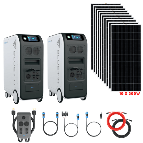 Bluetti [DUAL] EP500 PRO 6,000W 10,200Wh + Solar Panels Complete Solar Generator Kit - BP-EP500PRO[2]+BP-P030A+RS-M200[10]+RS-50102[2] - Avanquil