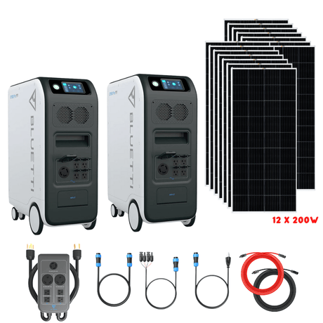 Bluetti [DUAL] EP500 PRO 6,000W 10,200Wh + Solar Panels Complete Solar Generator Kit - BP-EP500PRO[2]+BP-P030A+RS-M200[12]+RS-50102[2] - Avanquil