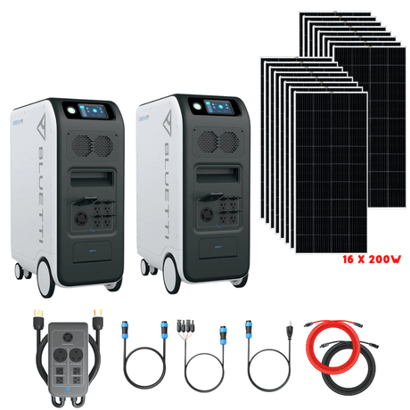 Bluetti [DUAL] EP500 PRO 6,000W 10,200Wh + Solar Panels Complete Solar Generator Kit - BP-EP500PRO[2]+BP-P030A+RS-M200[16]+RS-50102[4] - Avanquil
