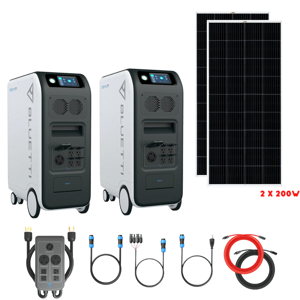 Bluetti [DUAL] EP500 PRO 6,000W 10,200Wh + Solar Panels Complete Solar Generator Kit - BP-EP500PRO[2]+BP-P030A+RS-M200[2]+RS-50102[2] - Avanquil