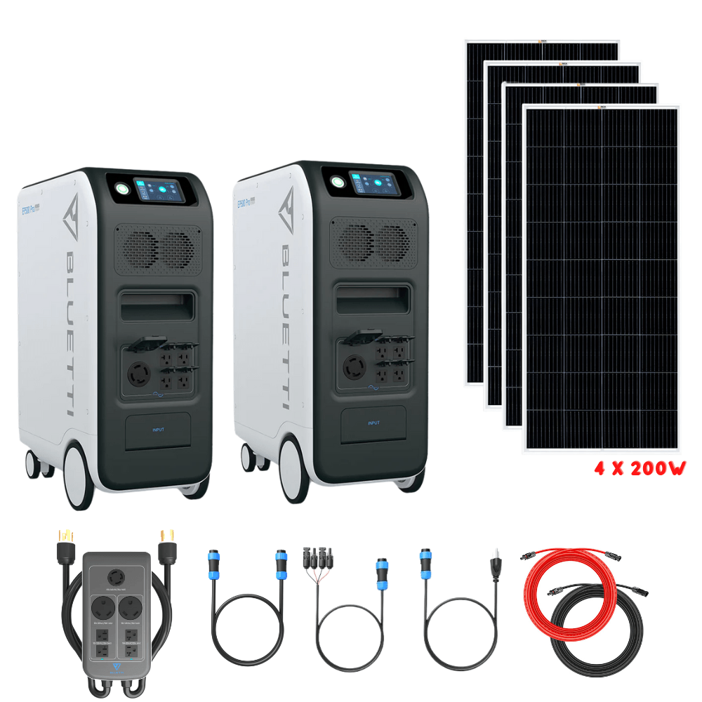 Bluetti [DUAL] EP500 PRO 6,000W 10,200Wh + Solar Panels Complete Solar Generator Kit - BP-EP500PRO[2]+BP-P030A+RS-M200[4]+RS-50102[2] - Avanquil