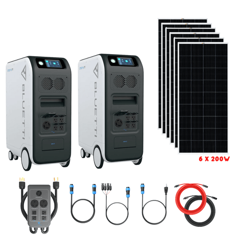 Bluetti [DUAL] EP500 PRO 6,000W 10,200Wh + Solar Panels Complete Solar Generator Kit - BP-EP500PRO[2]+BP-P030A+RS-M200[6]+RS-50102[2] - Avanquil