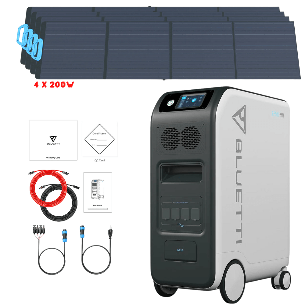 Bluetti EP500 2,000W 5,100Wh + Solar Panels Complete Solar Generator Kit - BP-EP500+PV200[4]+RS-50102 - Avanquil