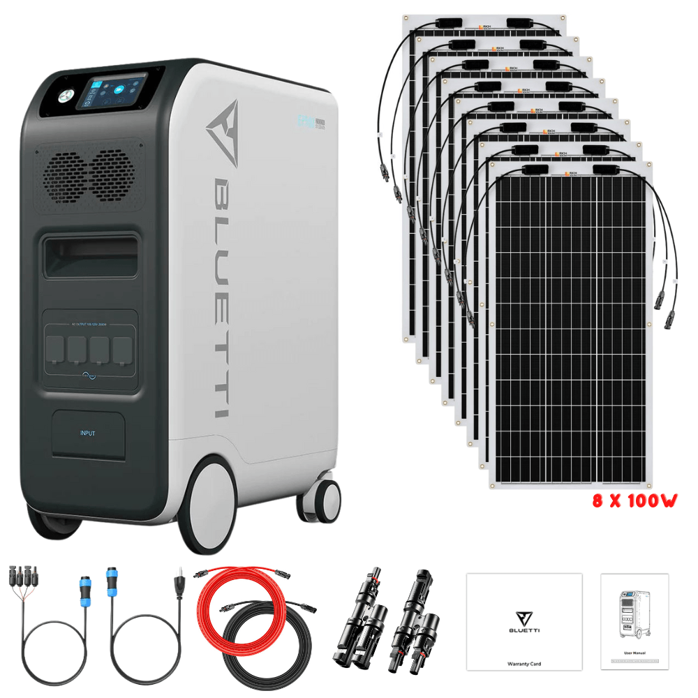 Bluetti EP500 2,000W 5,100Wh + Solar Panels Complete Solar Generator Kit - BP-EP500+RS-F100[8]+RS-50102-T2 - Avanquil