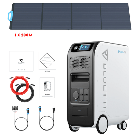 Bluetti EP500 PRO 3000W 5100Wh + Solar Panels Complete Solar Generator Kit - BP-EP500PRO+BP-PV200[1]+RS-50102 - Avanquil