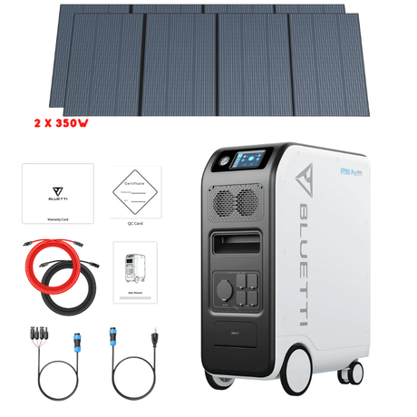 Bluetti EP500 PRO 3000W 5100Wh + Solar Panels Complete Solar Generator Kit - BP-EP500PRO+BP-PV350[2]+RS-50102 - Avanquil