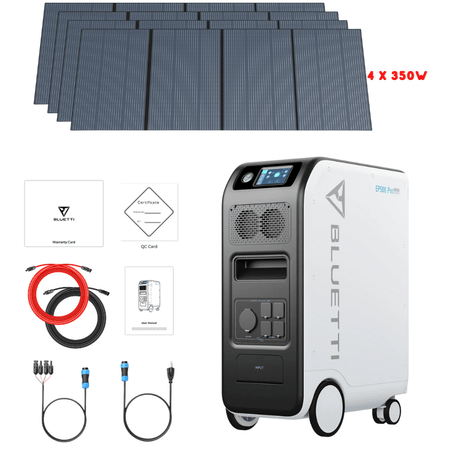 Bluetti EP500 PRO 3000W 5100Wh + Solar Panels Complete Solar Generator Kit - BP-EP500PRO+BP-PV350[4]+RS-50102[2] - Avanquil
