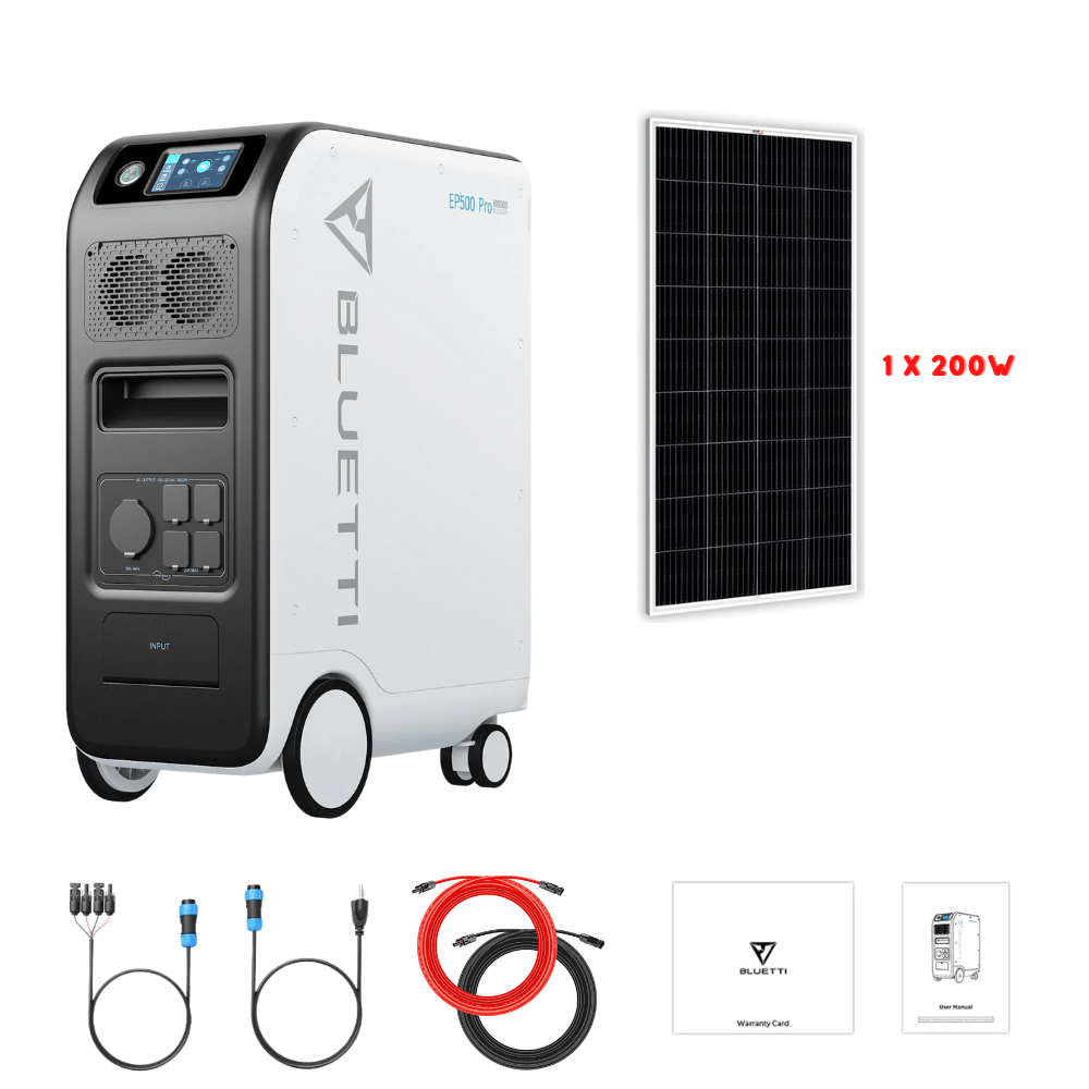 Bluetti EP500 PRO 3000W 5100Wh + Solar Panels Complete Solar Generator Kit - BP-EP500PRO+RS-M200[1]+RS-50102 - Avanquil