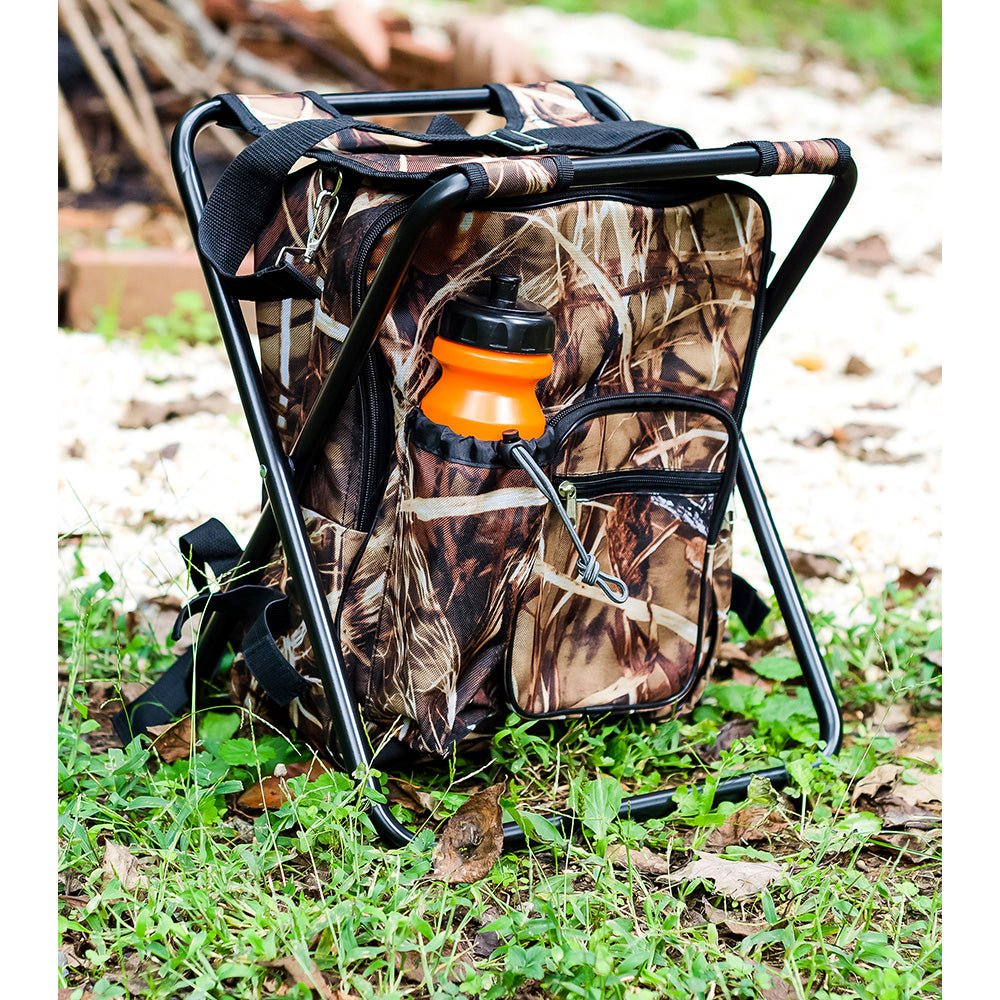 Camco Camping Stool Backpack Cooler - Camouflage - 51908 - CW93901 - Avanquil