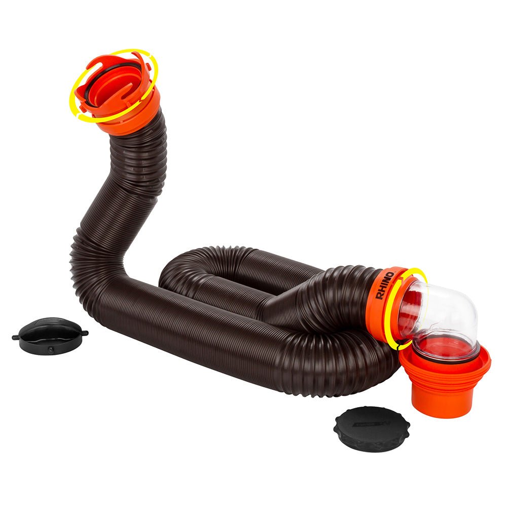 Camco RhinoFLEX 15' Sewer Hose Kit w/4 In 1 Elbow Caps - 39761 - CW93920 - Avanquil