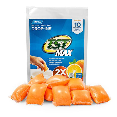 Camco TST MAX Orange RV Toilet Treatment Drop-Ins *10-Pack - 41178 - CW88824 - Avanquil