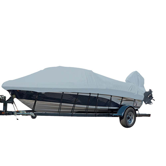 Carver Sun-DURA® Styled-to-Fit Boat Cover f/14.5' V-Hull Runabout Boats w/Windshield & Hand/Bow Rails - Grey - 77014S-11 - CW91098 - Avanquil
