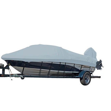 Carver Sun-DURA® Styled-to-Fit Boat Cover f/15.5' V-Hull Runabout Boats w/Windshield & Hand/Bow Rails - Grey - 77015S-11 - CW91099 - Avanquil