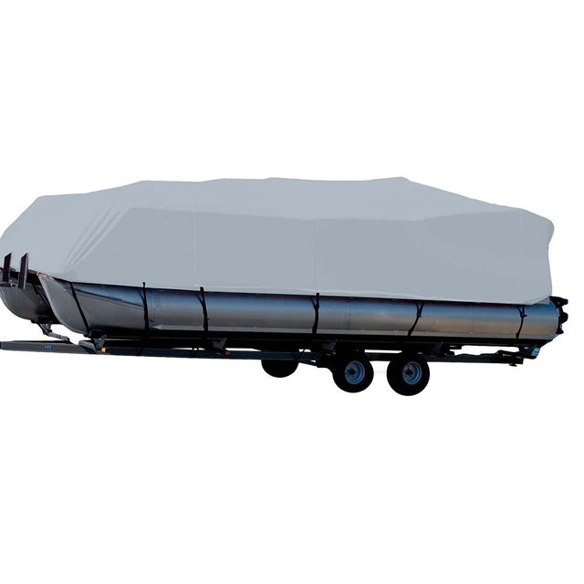 Carver Sun-DURA® Styled-to-Fit Boat Cover f/16.5' Pontoons w/Bimini Top & Partial Rails - Grey - 77616S-11 - CW91137 - Avanquil