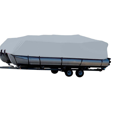 Carver Sun-DURA® Styled-to-Fit Boat Cover f/18.5' Pontoons w/Bimini Top & Partial Rails - Grey - 77618S-11 - CW91138 - Avanquil
