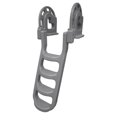 Dock Edge Stand-Off Flip-Up Polyethylene Roto Molded 4-Step Dock Ladder - Grey - 2084-F - CW64104 - Avanquil