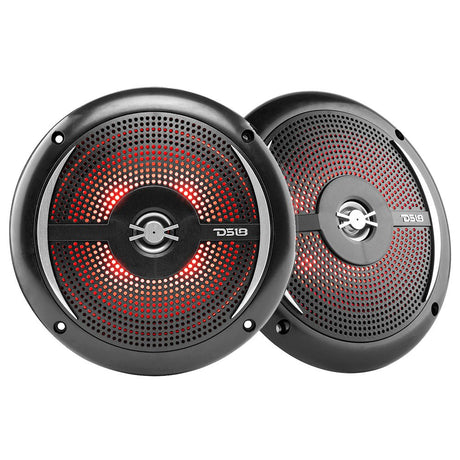 DS18 HYDRO 6.5" 2-Way Marine Slim Speakers w/RGB LED Lighting 100W - Black - NXL-6SL/BK - CW88045 - Avanquil