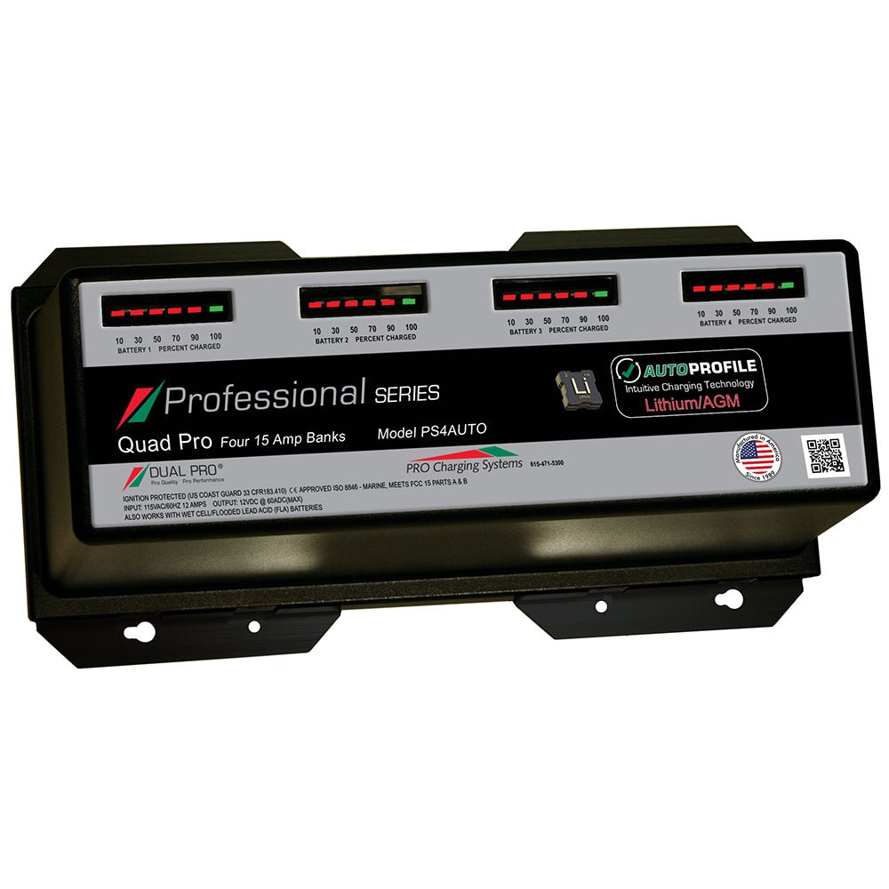 Dual Pro PS4 Auto 15A - 4-Bank Lithium/AGM Battery Charger - PS4AUTO - CW89659 - Avanquil