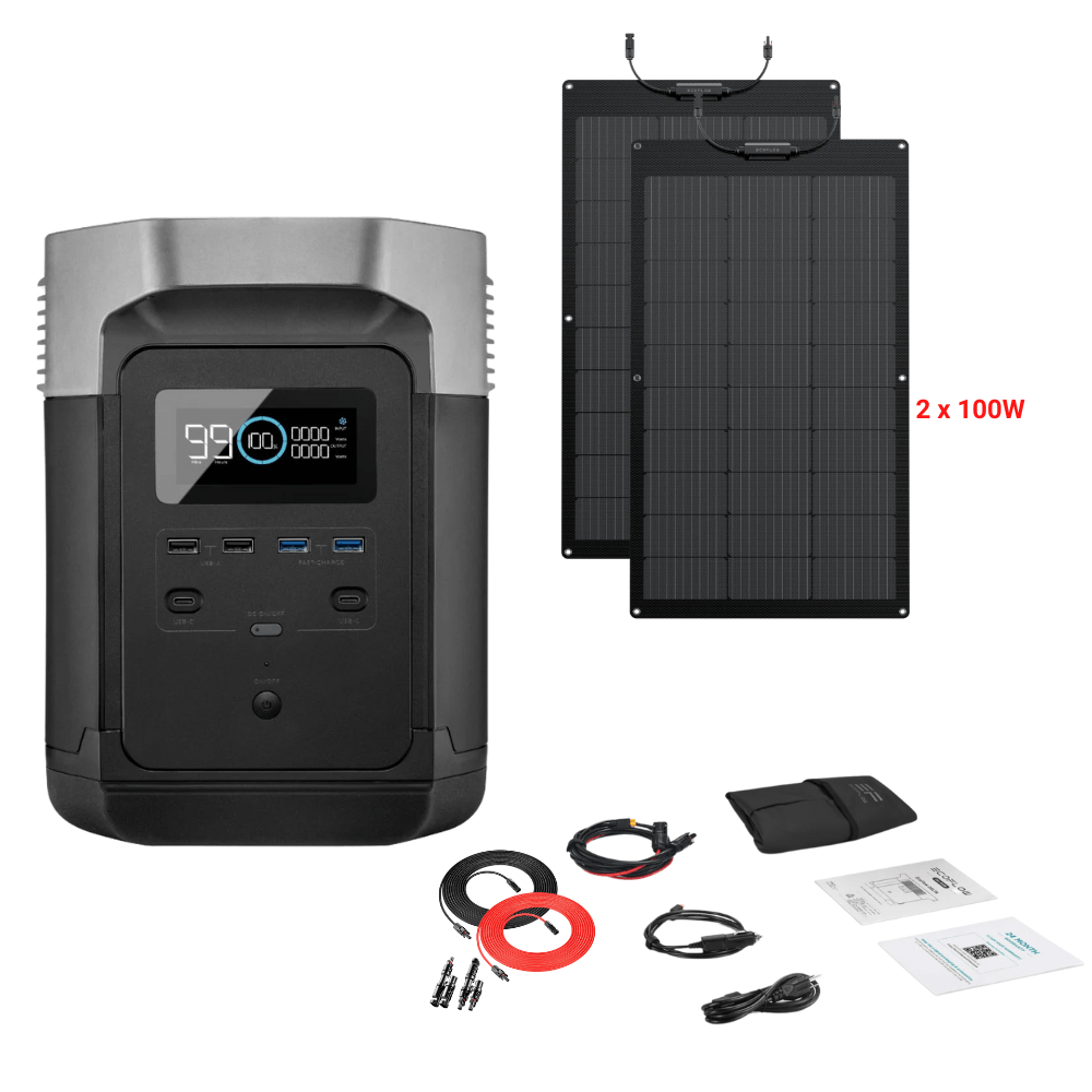 EcoFlow DELTA 1008Wh 1600W + Solar Panels Complete Solar Generator Kit - EF-EFDELTA1000-AM+XT60+ZMS330[2]+RS-30102 - Avanquil