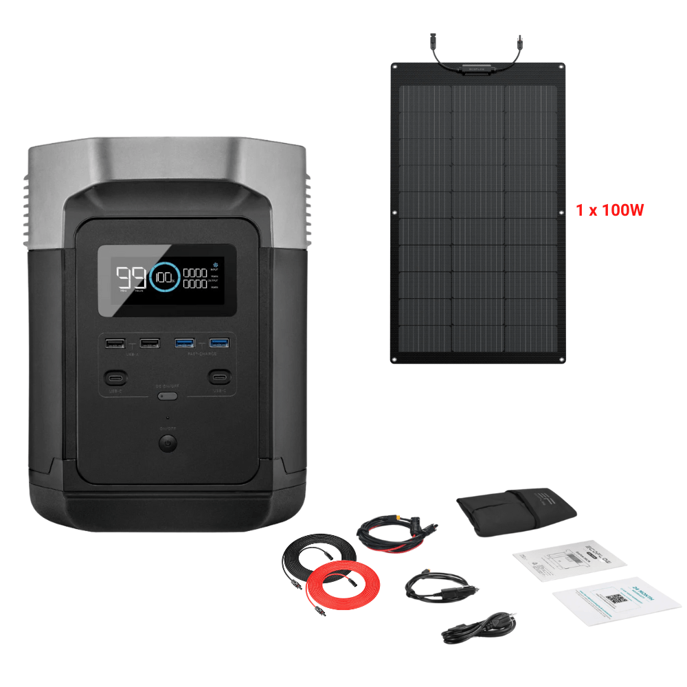 EcoFlow DELTA 1008Wh 1600W + Solar Panels Complete Solar Generator Kit - EF-EFDELTA1000-AM+XT60+ZMS330+RS-30102 - Avanquil