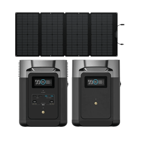 EcoFlow DELTA 2 Solar Generator with Expandable Battery Kit - EF-DELTA2-160W-ZMR330EB - Avanquil