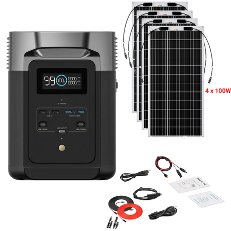 EcoFlow DELTA 2 + Solar Panels Complete Solar Generator Kit - EF-DELTA2+XT60+RS-F100[4]+RS-30102-T2 - Avanquil