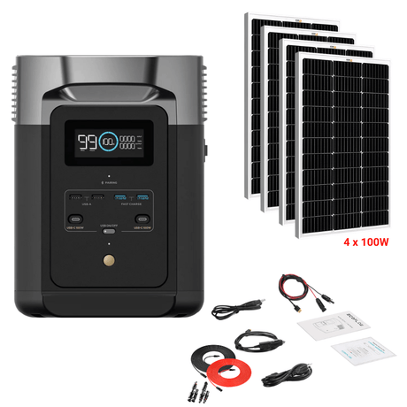 EcoFlow DELTA 2 + Solar Panels Complete Solar Generator Kit - EF-DELTA2+XT60+RS-M100[4]+RS-30102-T2 - Avanquil