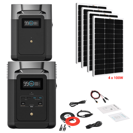 EcoFlow DELTA 2 + Solar Panels Complete Solar Generator Kit - EF-DELTA2-DELTA2EB+XT60+RS-M100[4]+RS-30102-T2 - Avanquil