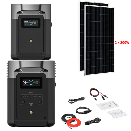 EcoFlow DELTA 2 + Solar Panels Complete Solar Generator Kit - EF-DELTA2-DELTA2EB+XT60+RS-M200[2]+RS-30102 - Avanquil