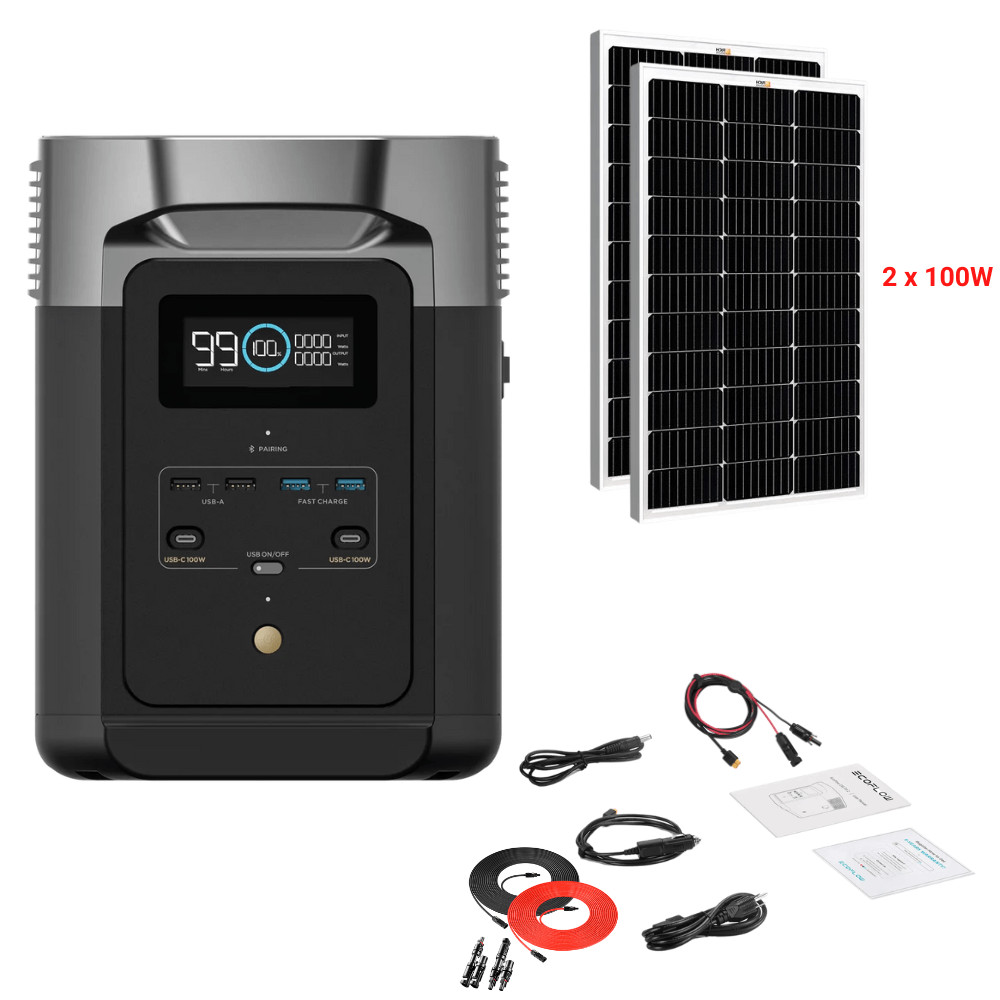 EcoFlow DELTA 2 + Solar Panels Complete Solar Generator Kit - EF-DELTA2+XT60+RS-M100[2]+RS-30102-T2 - Avanquil