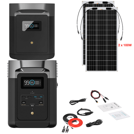 EcoFlow DELTA 2 + Solar Panels Complete Solar Generator Kit - EF-DELTA2-DELTAMaxEB+XT60+RS-F100[2]+RS-30102-T2 - Avanquil