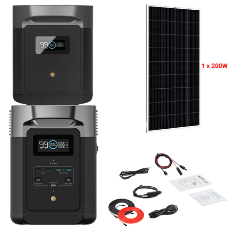 EcoFlow DELTA 2 + Solar Panels Complete Solar Generator Kit - EF-DELTA2-DELTAMaxEB+XT60+RS-M200+RS-30102 - Avanquil
