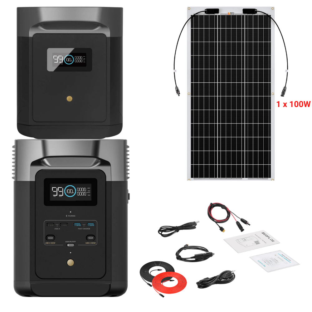 EcoFlow DELTA 2 + Solar Panels Complete Solar Generator Kit - EF-DELTA2-DELTAMaxEB+XT60+RS-F100+RS-30102 - Avanquil