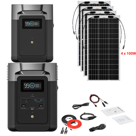 EcoFlow DELTA 2 + Solar Panels Complete Solar Generator Kit - EF-DELTA2-DELTA2EB+XT60+RS-F100[4]+RS-30102-T2 - Avanquil