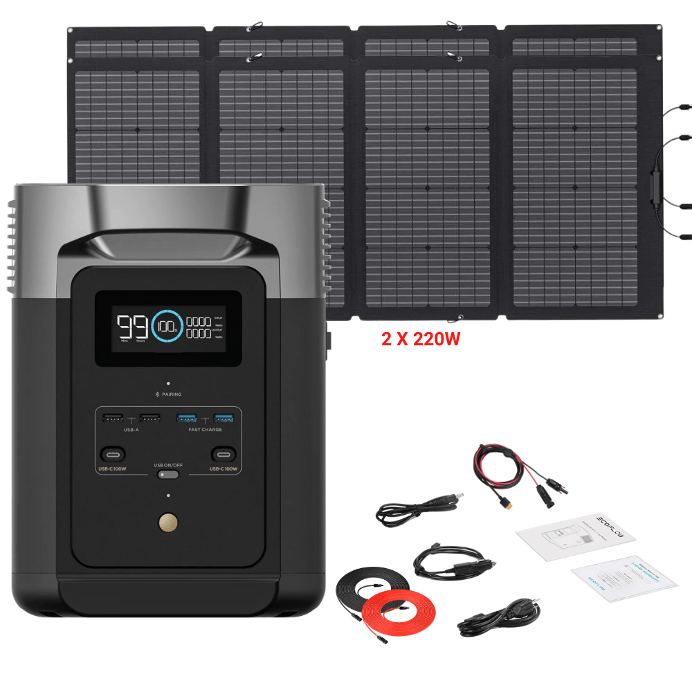 EcoFlow DELTA 2 + Solar Panels Complete Solar Generator Kit - EF-DELTA2+EF-Solar220W[2]+RS-30102 - Avanquil