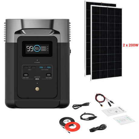 EcoFlow DELTA 2 + Solar Panels Complete Solar Generator Kit - EF-DELTA2+XT60+RS-M200[2]+RS-30102 - Avanquil
