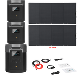 EcoFlow DELTA Max 1612Wh 2000W + Solar Panels Complete Solar Generator Kit - EF-Max1600+EB[2]+EF-400W[2]+RS-30102 - Avanquil