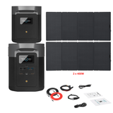 EcoFlow DELTA Max 1612Wh 2000W + Solar Panels Complete Solar Generator Kit - EF-Max1600+EB+EF-400W[2]+RS-30102 - Avanquil