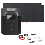 EcoFlow DELTA Max 1612Wh 2000W + Solar Panels Complete Solar Generator Kit - EF-Max1600+EF-400W[2]+RS-30102 - Avanquil