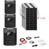 EcoFlow DELTA Max 1612Wh 2000W + Solar Panels Complete Solar Generator Kit - EF-Max1600+XT60+EB[2]+RS-F100[6]+RS-30102-T2 - Avanquil