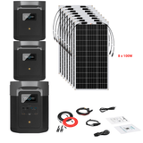 EcoFlow DELTA Max 1612Wh 2000W + Solar Panels Complete Solar Generator Kit - EF-Max1600+XT60+EB[2]+RS-F100[8]+RS-30102-T2 - Avanquil